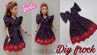 Making beautiful doll frock with ruffle sleeves |Doll dress making easy||A-Doll designer❤️