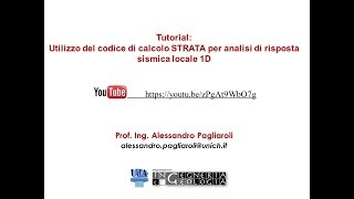 Risposta Sismica Locale: tutorial utilizzo codice freeware STRATA