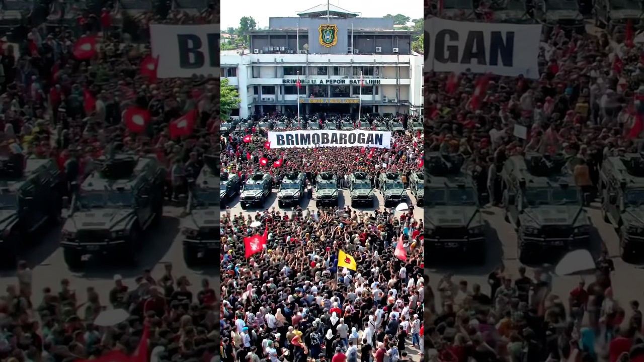 Ribuan Mahasiswa dan Persatuan Driver Ojol Bersatu Kepung Markas Brimob