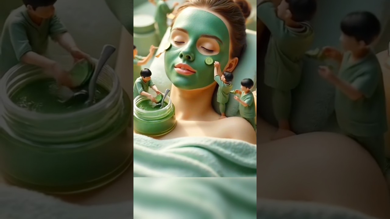 Mini Artists Applying Green Face Mask on a Giant Face 💆‍♀️✨ 