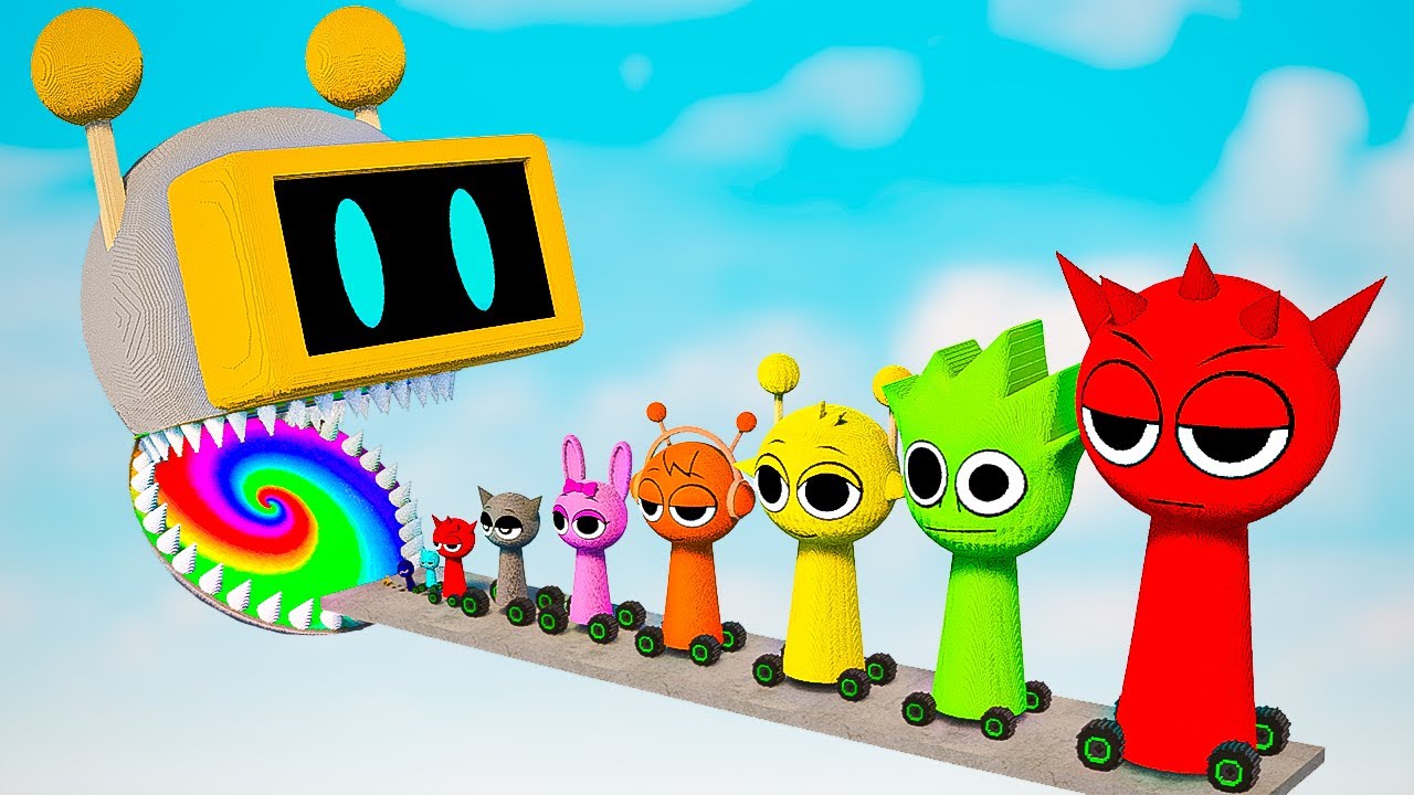 Big & Small INCREDIBOX Sprunki CARS Vs Giant Fun Bot Sprunki with Rainbow Portal in Mouth | TEARDOWN