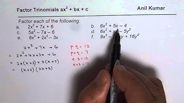 Factor 6 Trinomials Leading Coefficient Greater Than One