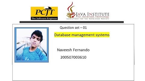Database management systems | Question set 02 | Java institute