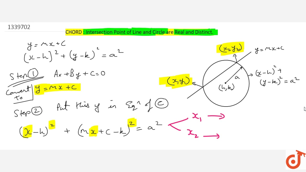 CHORD : Intersection Point of Line and Circle are Real and Distinct ...