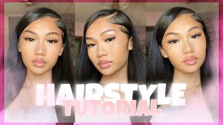 SUPER EASY SIDE SWOOP HAIRSTYLE TUT. 🤍