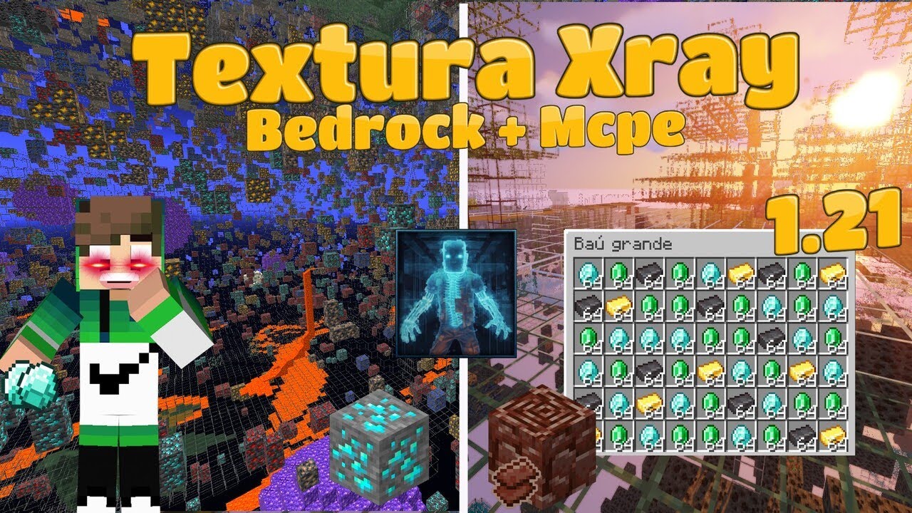 Textura x ray bedrock mcpe minecraft 1 21 baixar e instalar