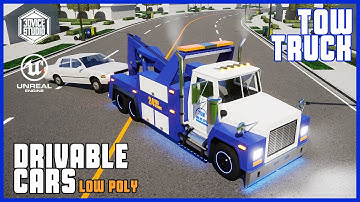 Drivable Cars TowTruck | GameDev Asset / Unreal Engine / FAB / Videogame