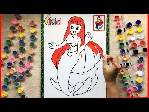 Đồ chơi trẻ em TÔ MÀU NƯỚC NÀNG TIÊN CÁ ARIEL - Coloring Ariel mermaid toys (Chim Xinh)