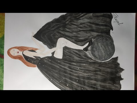 how to draw beautiful black dress //fashion illustration//drawing step by step