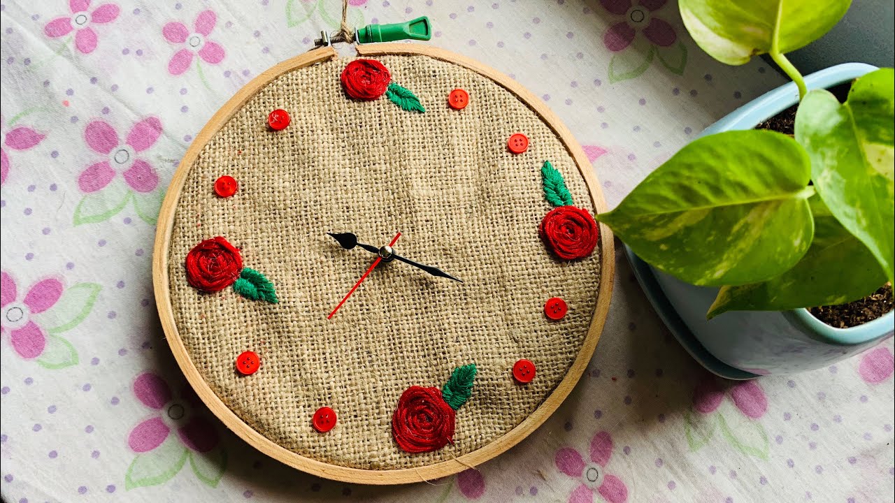 DIY Floral Design Wall ClockDIY Craft Malayalam YouTube