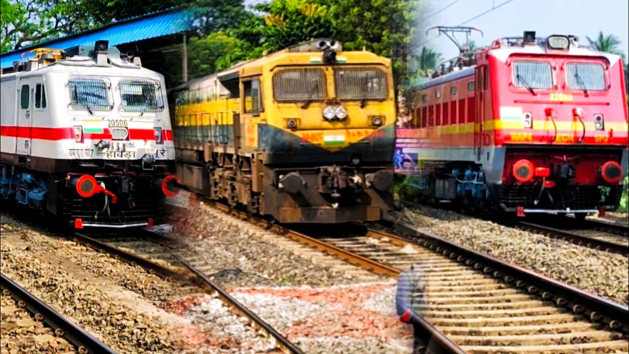 LIGHT RUNNING DIESEL & ELECTRIC LOCOMOTIVE॥ [WAP7+WDM-4D+WAP4] ENGINE ...