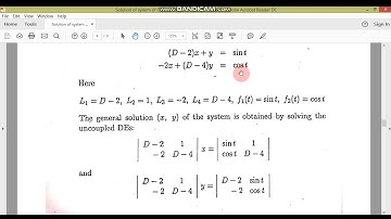 Solution of system of differential equations by cramer