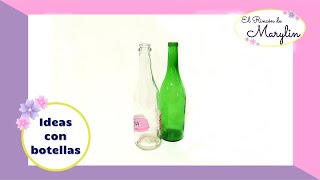 BOTELLA DE CRISTAL DECORADA SOLO CON PAPEL