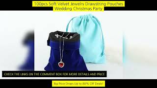 100Pcs Soft Velvet Jewelry Drawstring Pouches Wedding Christmas Party Favor screenshot 4