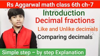 Introduction -Decimals Chapter 7 -Exercise 7A Class 6th Maths | decimals ke basic concept
