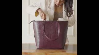 Colossal Tote in Wine 🔥 Premium Croco Vegan Leather | Fits up to 16" Laptop #madeinindia #thegusto