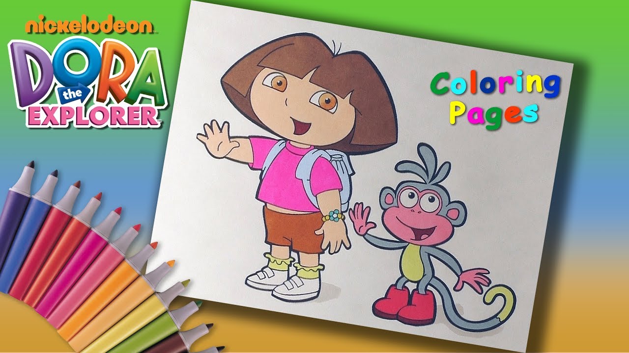 Dora the Explorer coloring pages Dora and Boots coloring for kids - YouTube