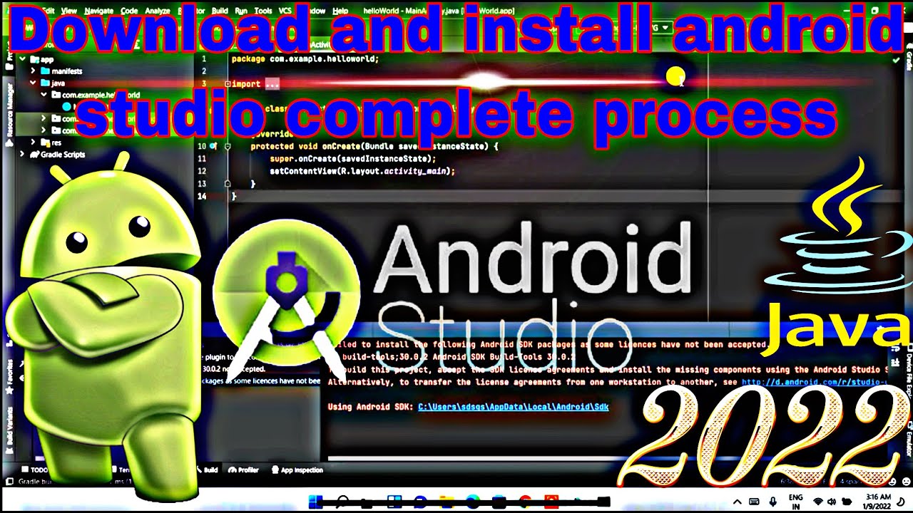 How to install Android studio in windows 10 with Java SDK - YouTube