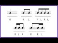 Basic rhythms with sticking for drums 