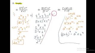 Simplify: (i) ((2^5)^2 × 7^3)/ (8^3 × 7) (ii) (25 × 5^2 × t^8)/ (10^3 × t^4)