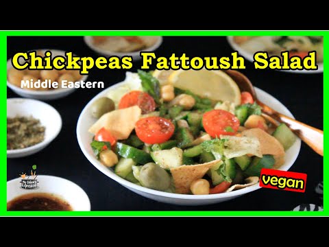 Lebanese Fattoush Chickpeas Salad | Easy Fattoush Salad Recipe with Chickpeas |