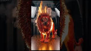 10,000 Matchsticks Lion Burn Test 🔥🦁#satisfying #matchstickart #shorts #usa