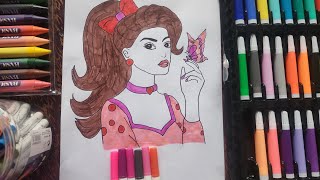 Easy drawing of a girl princess step by step easy drawing #vedio #easydrawing #coloringvideo  screenshot 4