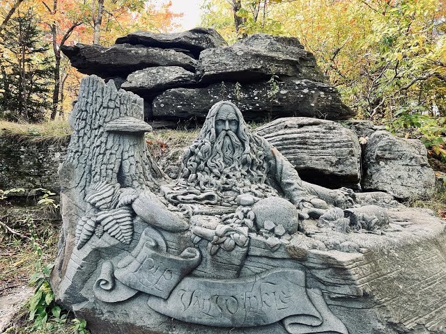 Hunter Mountain Fall chair lift ride HIDDEN RIP VAN WINKLE STATUE 