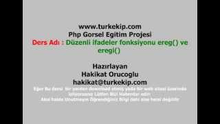 php Ders 42 Duzenli ifadeler fonksiyonu ereg ve eregi