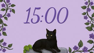Countdown 15 Minutes Timer | Mystic Purple Black Cat