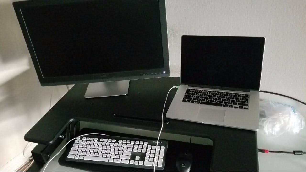 FEZIBO Height Adjustable, Desk Converter Stand up Riser Tabletop Workstation fits Dual Monitor 37