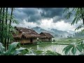 Indonesian Village Rain Walks through in A Very Beautiful remote village, Rain Sounds for Sleep