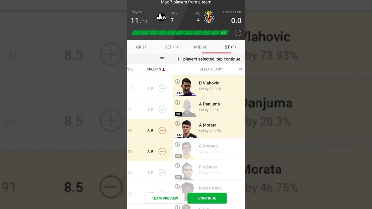 juv vs vil football dream11 team prediction for head to head contests. Juventus vs Villarreal