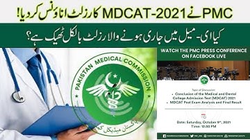 MDCAT-2021 Result Announced! :: PMC Important Notification :: Today