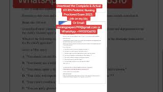 RN ATI Pediatric Proctored Exam 2023 With Verified Answers.  #nursingexam #nursingstudent