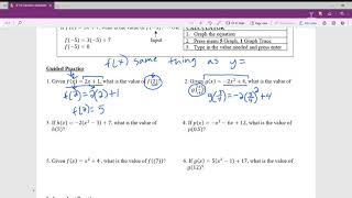 Algebra 1 8-19-20 Function Notation