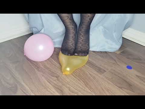 Stockings and small balloon popping