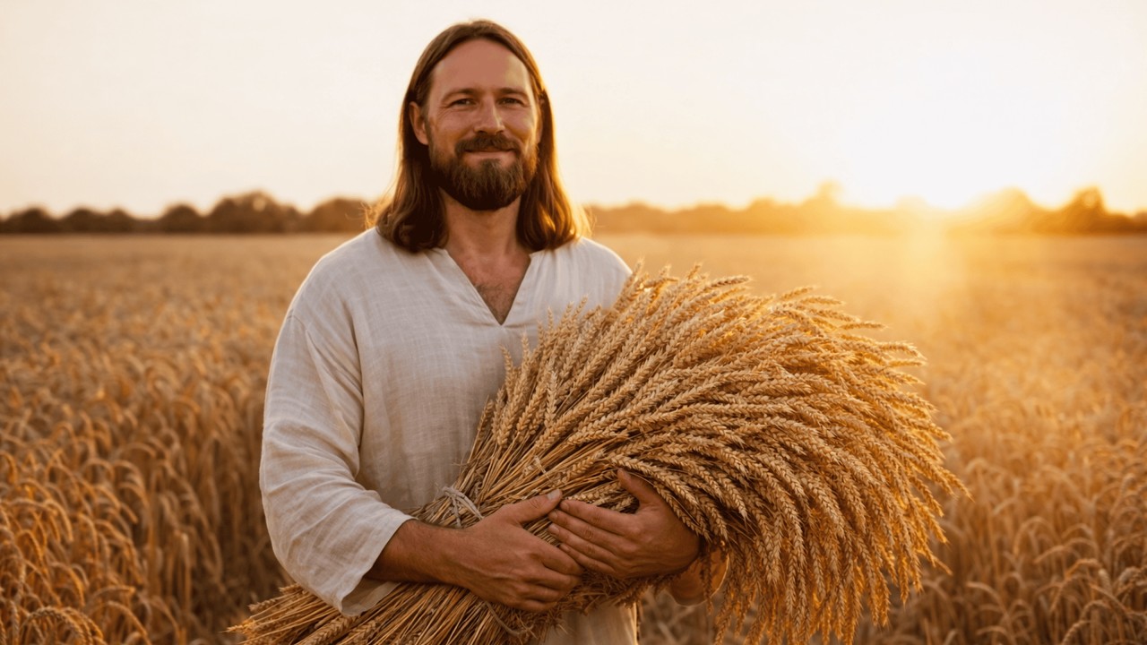 Jesus in the Field: Planting and Harvesting Wheat | AI Christian Tribute