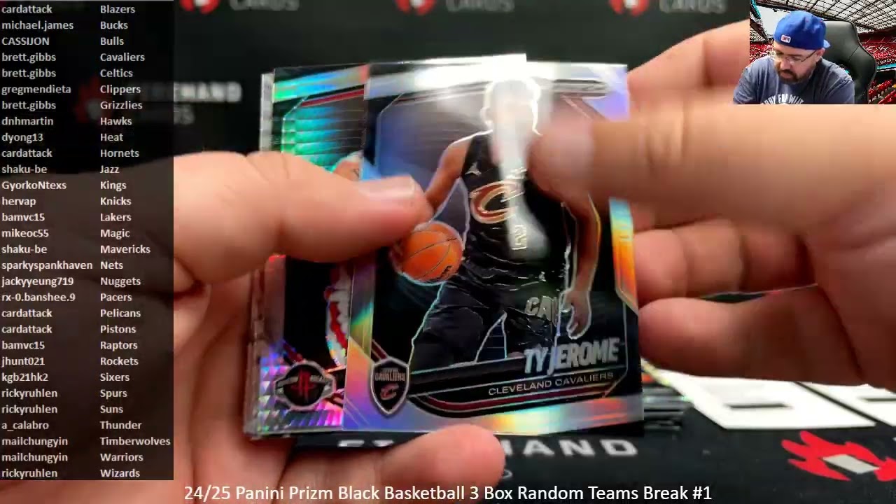 19.10.2025 24/25 Panini Prizm Black Basketball 3 Box Случайные команды Break #1