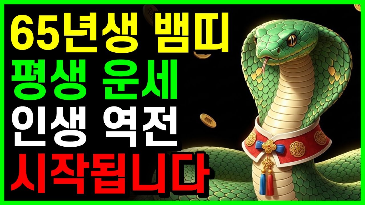 뱀띠 평생운세 1965년생 61세 을사생 운명 완전분석 외로웠던 모든 날 끝 인생역전 시작 뱀띠 재물운 금전운 귀인운 건강운 평생운세