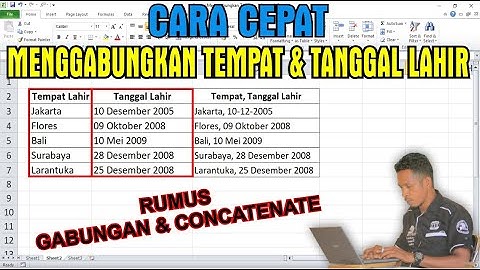 Cara Menggabungkan Tempat dan Tanggal Lahir Pada Excel || Firdus Komputer