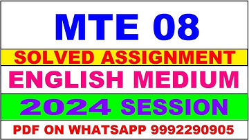 mte 08 solved assignment 2024 | mte 8 solved assignment in english 2023-24 | mte 8 2024