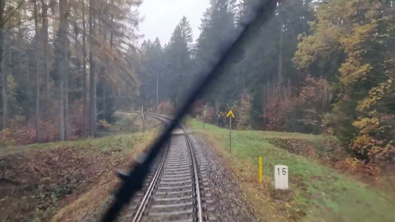 Führerstandmitfahrt. Falkenstein - Heralsgrün - Falkenstein. Cabview z kabiny maszynisty. Train.