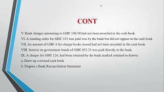 BANK RECONCILIATION STATEMENT (PART 2)