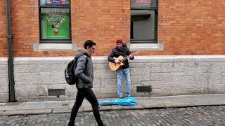 street singer in Dublin Ireland temple bar area "whiskey in the jar" 2019