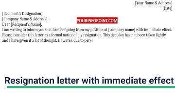 Resignation letter with immediate effect - How to Write a Resign Letter in English