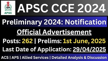 APSC CCE Preliminary 2024: Official Notification