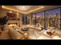 Calm night jazz music in the cozy apartment with rainy  smooth jazz piano to work relax  sleep 