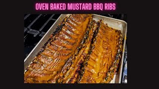 OVEN BAKED MUSTARD BBQ RIBS