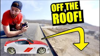 DRIVING THE CHEAPEST RC CAR AT TARGET OFF A BUILDING.